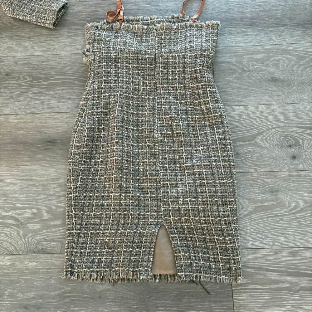 Rinascimento Womens Beige Plaid Made In Italy 2 Piece Tweed Dress & Jacket Set S - Picture 5 of 16